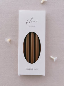 pack of five glue gun sealing wax sticks in a dark metallic bronze color