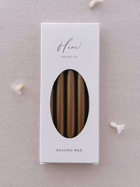pack of five glue gun sealing wax sticks in a dark metallic bronze color