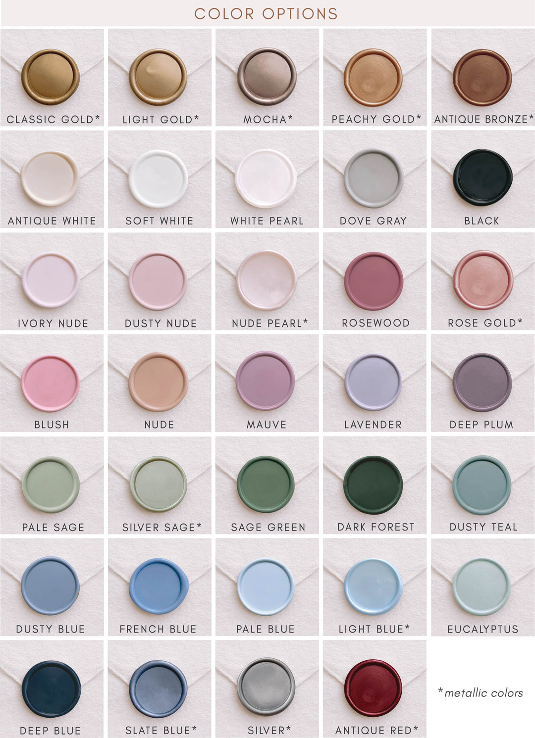 Monogram wax seal stickers wax color options
