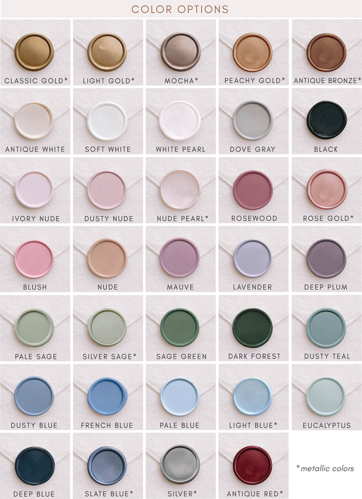 Monogram wax seal stickers wax color options