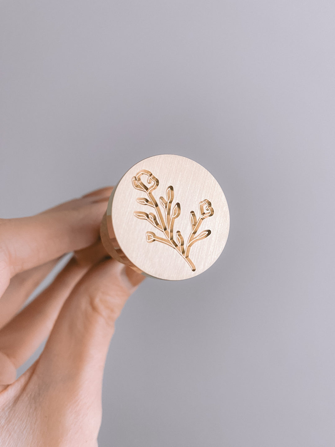 Botanical floral round wax seal brass head stamp
