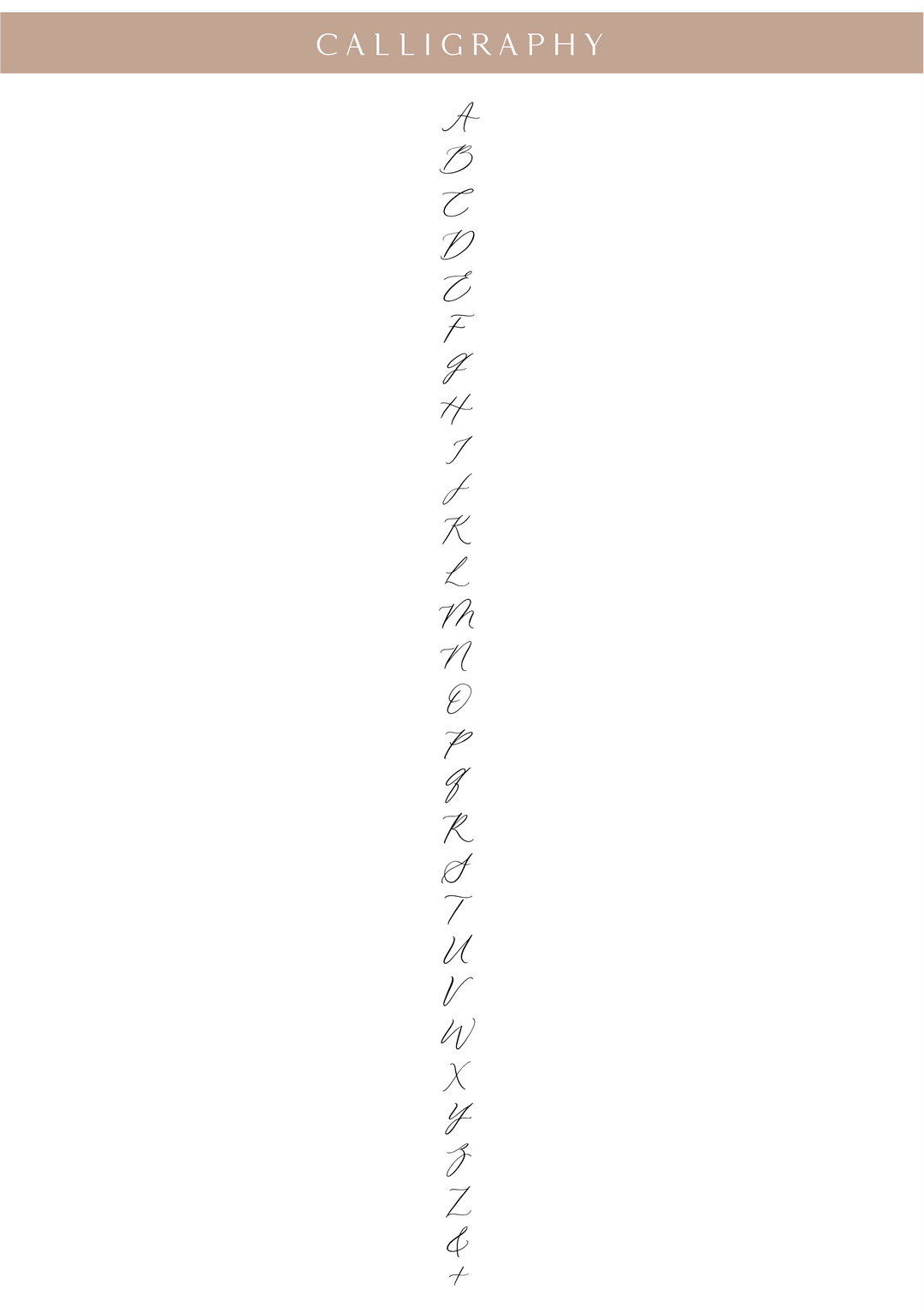 Calligraphy style in alpabetical order