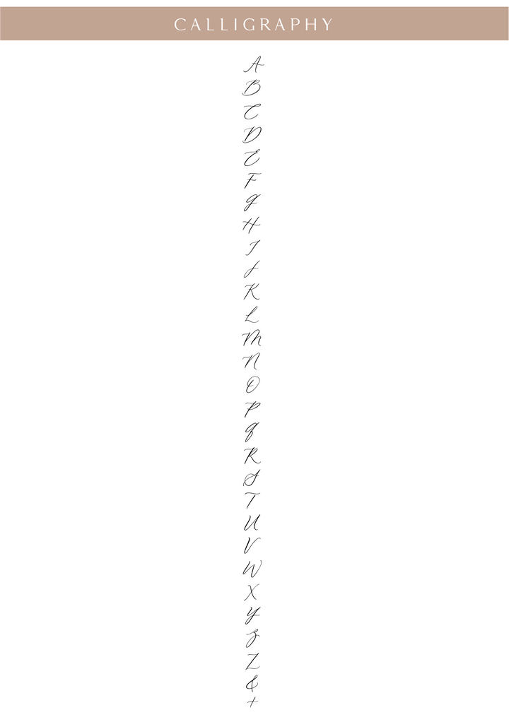 Calligraphy style in alpabetical order