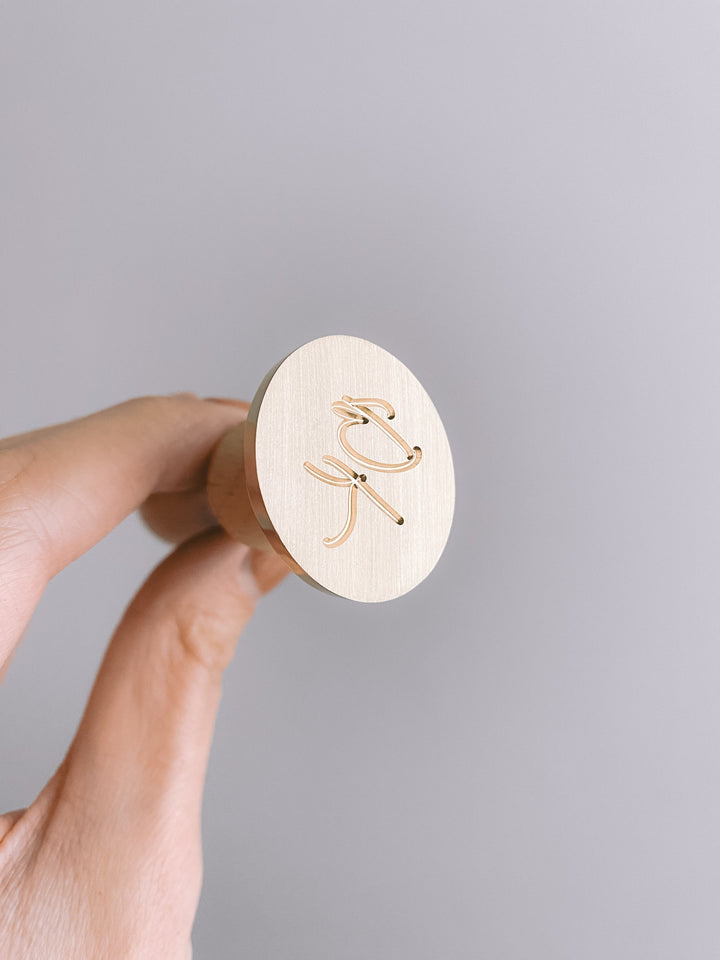 Calligraphy script monogram oval wax seal brass heads stamp