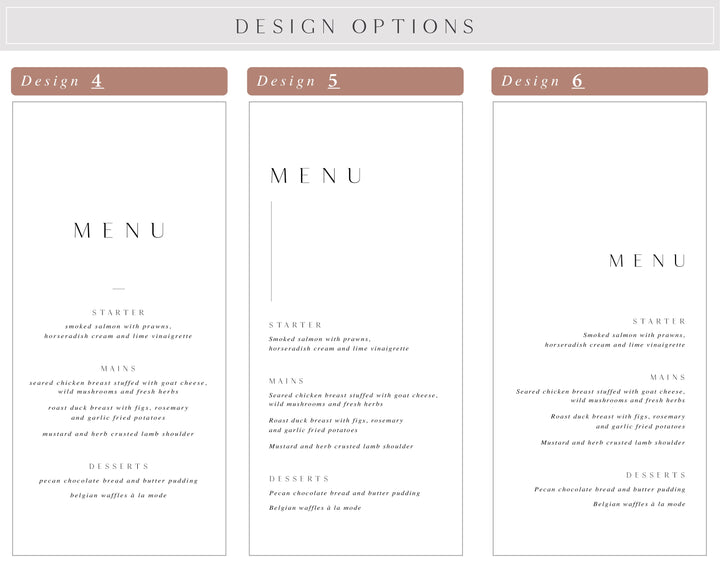 Design menu options 3-6