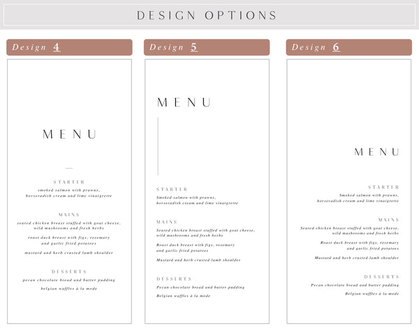Design menu options 3-6