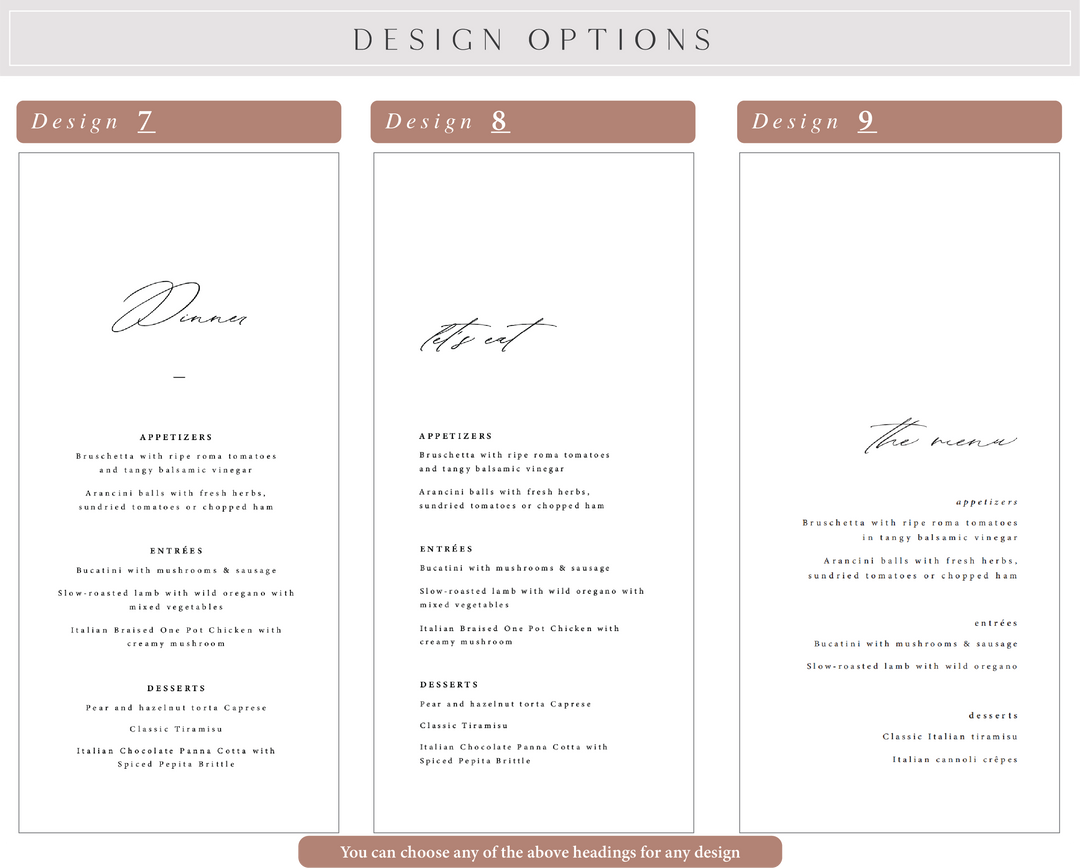 Design menu options 6-9