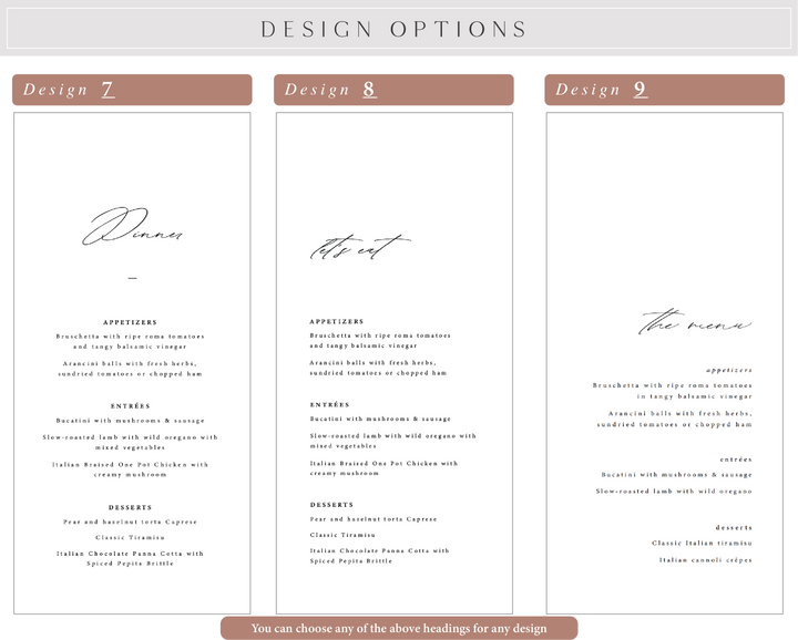 Design menu options 6-9