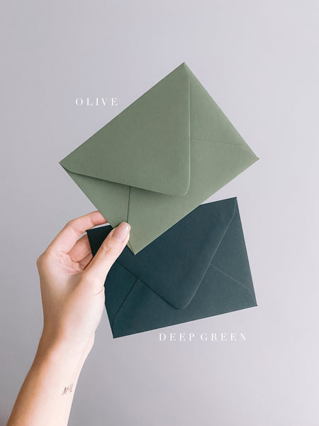 Olive and deep green card stock envelopes