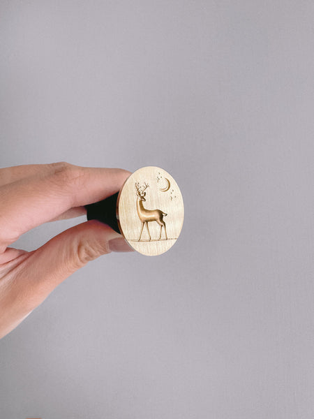 festive Christmas reindeer brass wax stamp with intricate 3D engraving