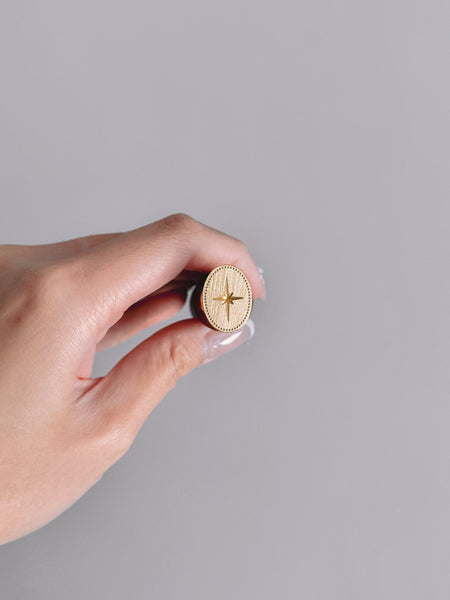 North Star oval mini brass wax stamp