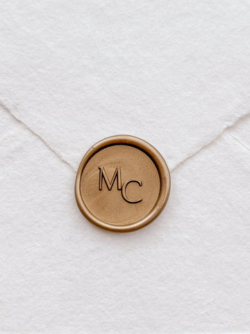 custom gold wax seal with personalized initials