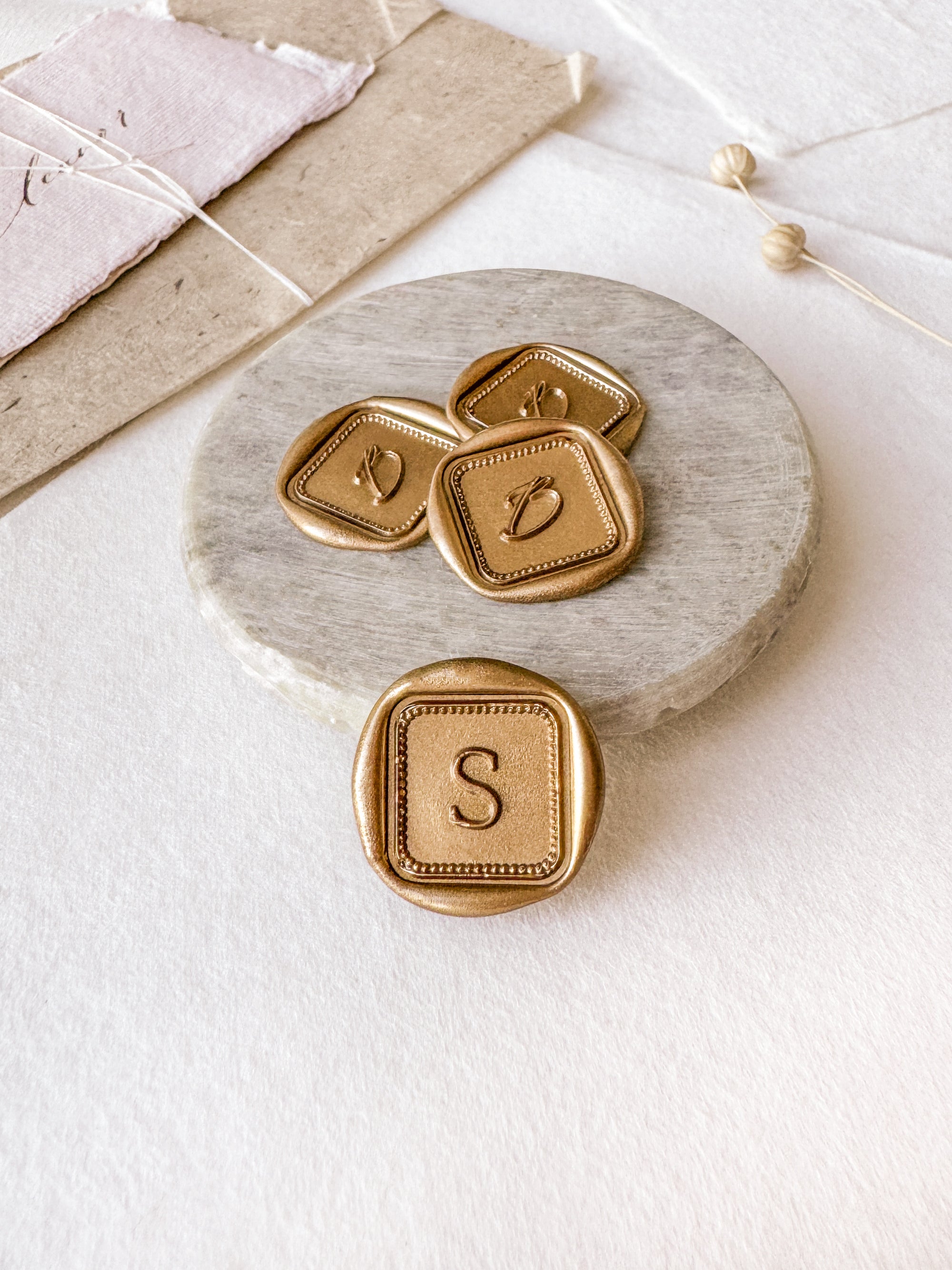 Custom Golden Wax Seals, Luxury Addition to your Sets, Multiple Colours Available, Monogram Wax Seals, Self-Adhesive top Wax Seals