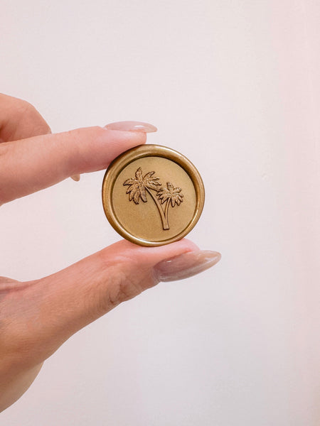 Custom palm trees gold wax seal