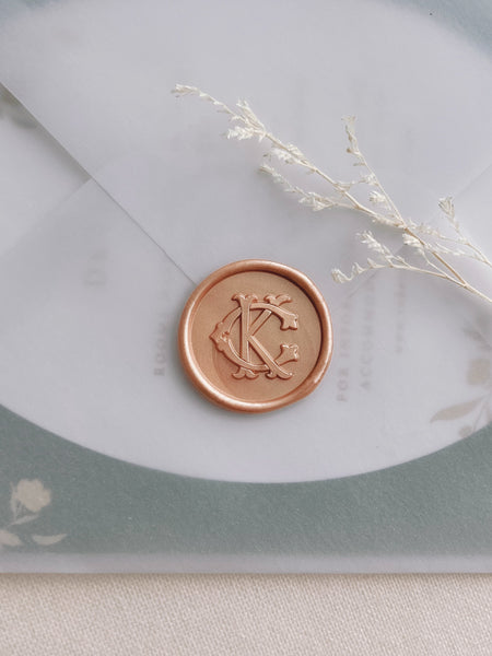orange gold vintage monogram wax seal