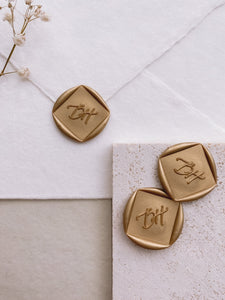 Diamond monogram wax seals in gold