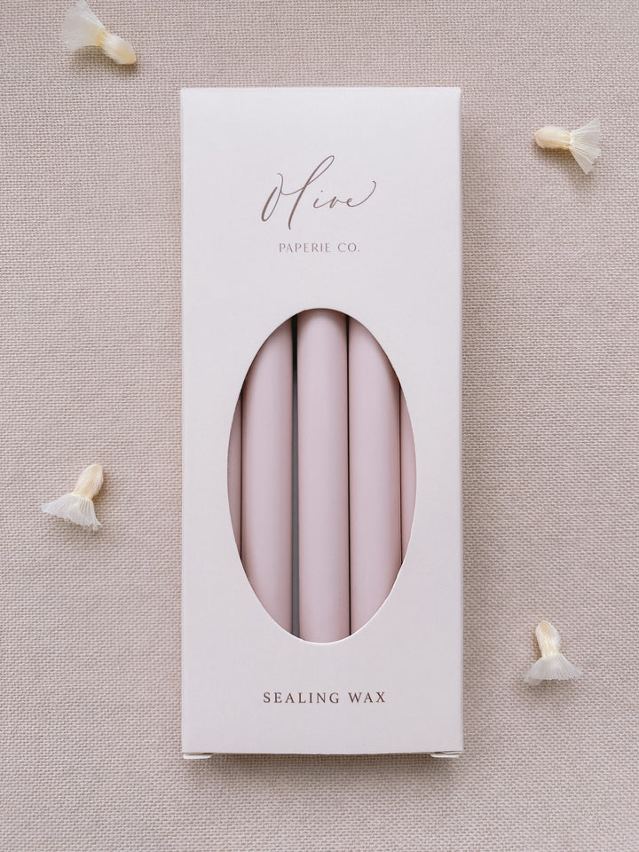 a box of 5 dusty nude sealing wax sticks_front angle