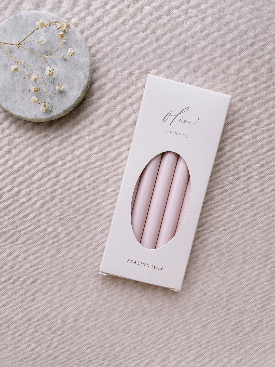 a box of 5 dusty nude sealing wax sticks_side angle
