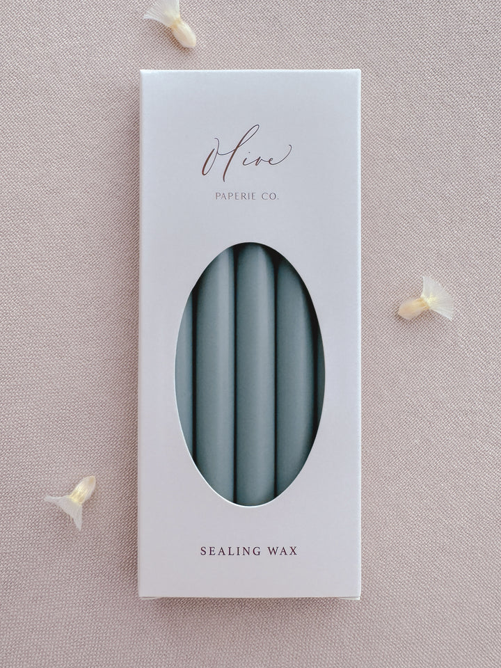 dusty teal green colored glue gun sealing wax sticks