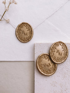 Oval Floral Crown Monogram Wax Seals in gold