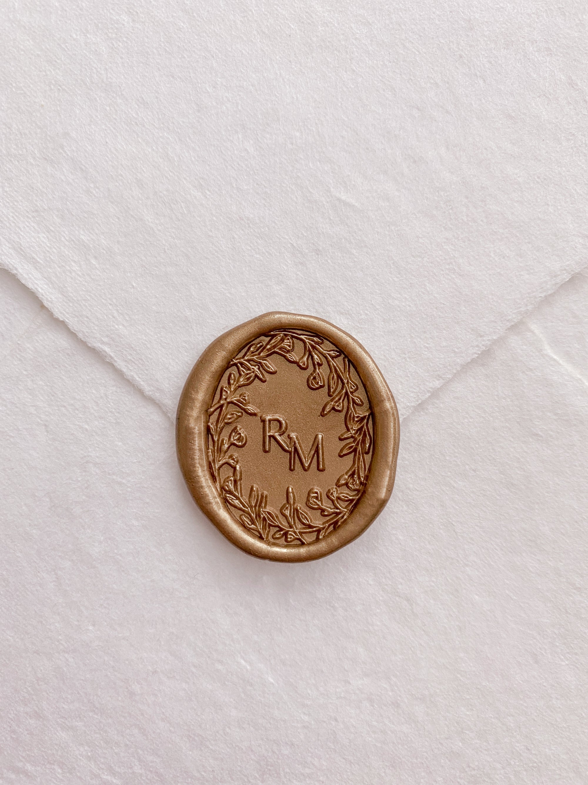 Oval Floral Crown Monogram Wax Seal Stamp