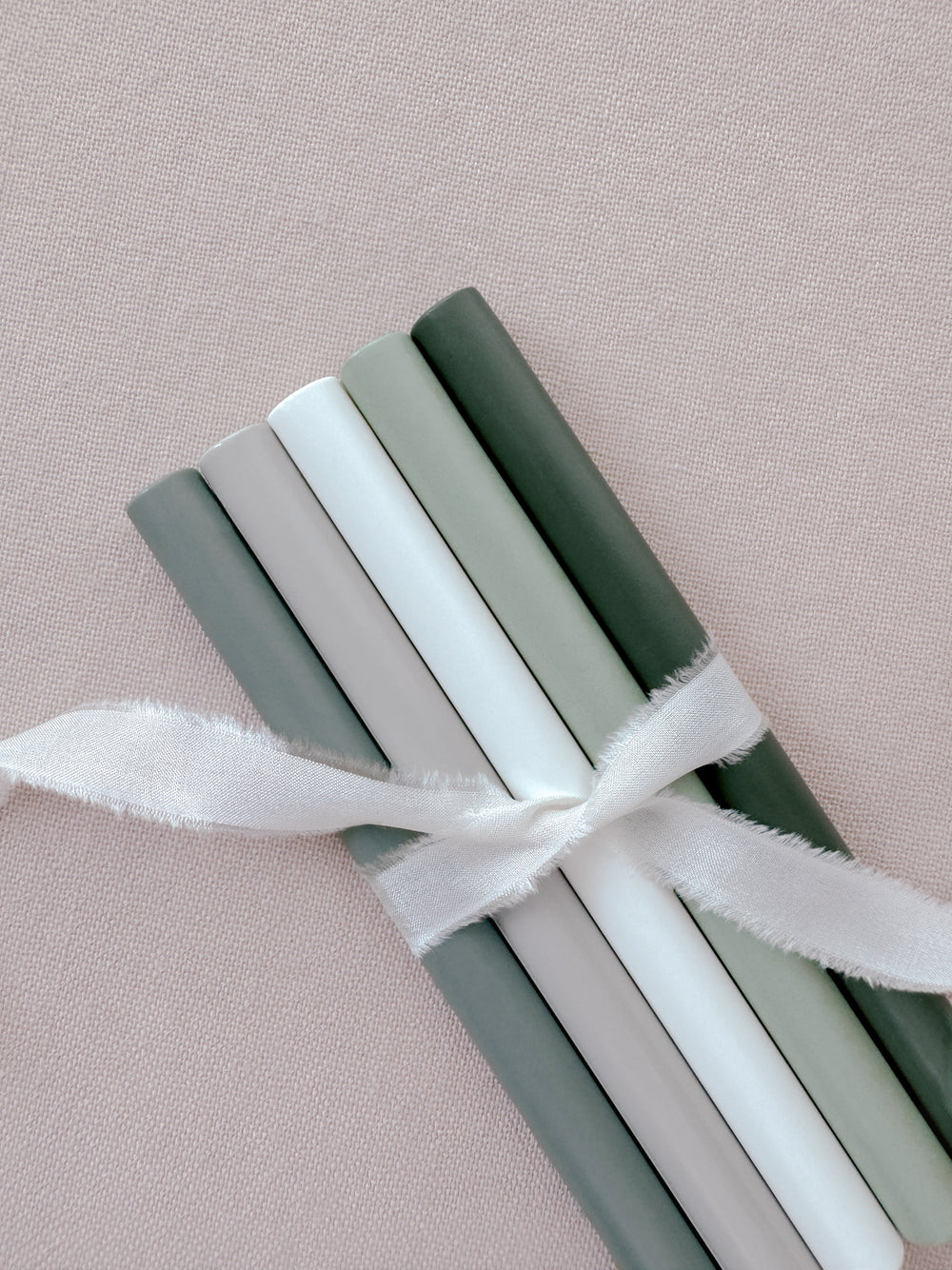 glue gun sealing wax sticks in various green colors, white and gray