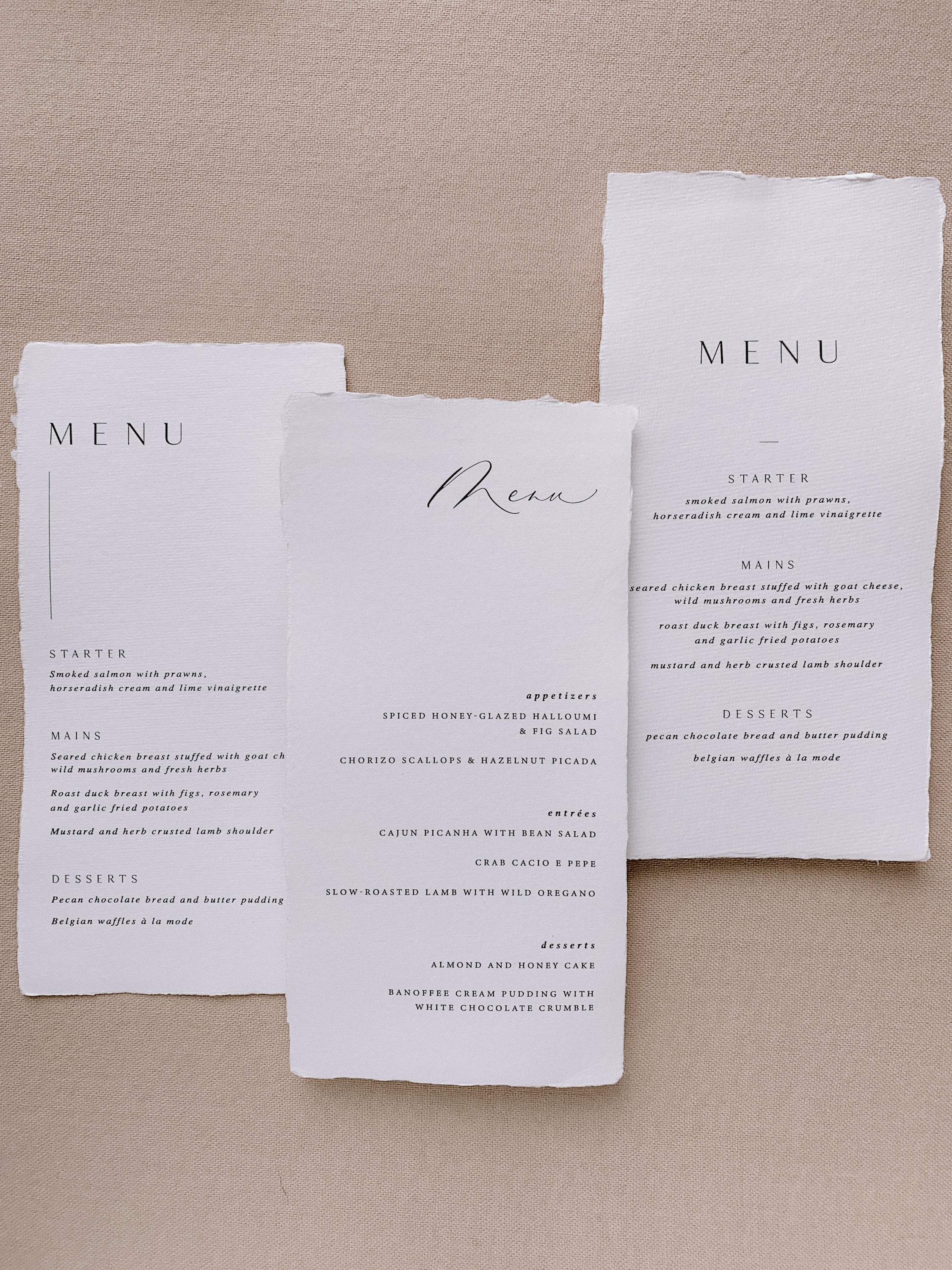 Vellum Menus – Olive Paperie Co.