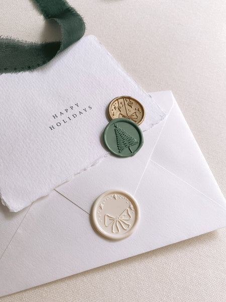Christmas tree wax seal, holiday ornaments wax seal and ribbon bow wax seal