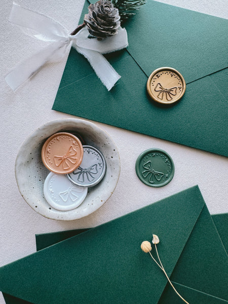 festive wax seals and Christmas card envelopes