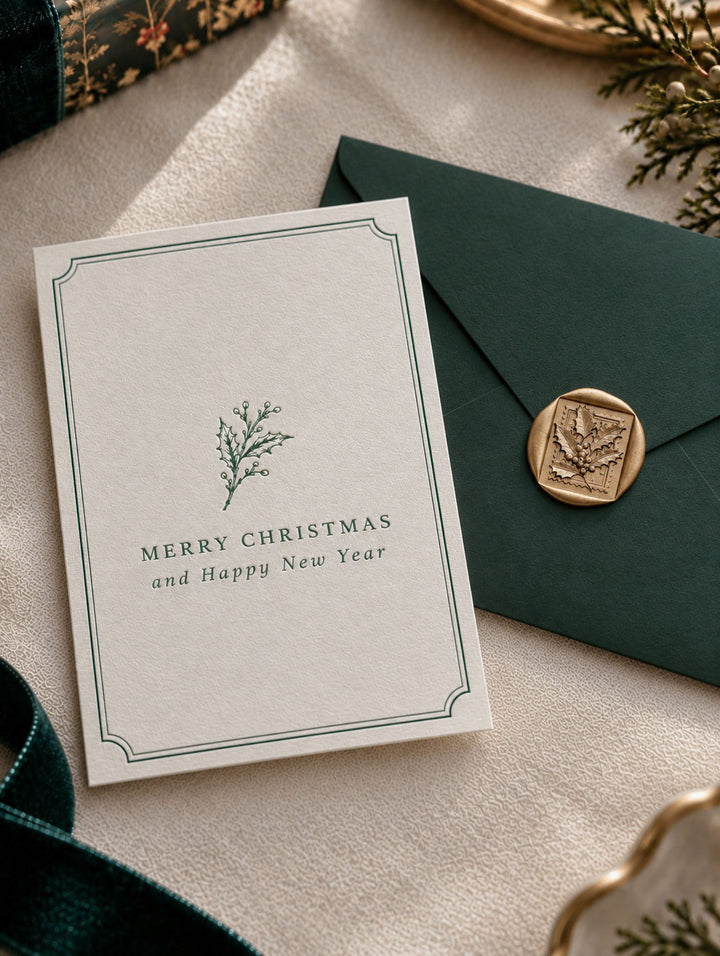 Winter Sprig Letterpress Christmas Cards