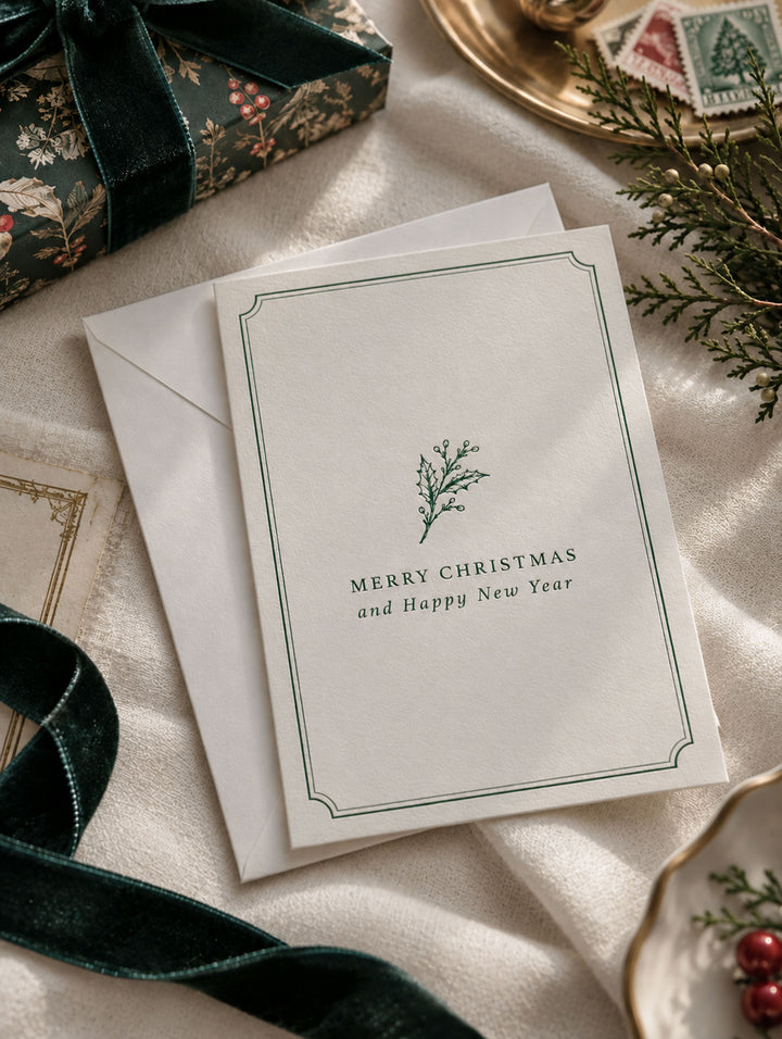 Winter Sprig Letterpress Christmas Cards