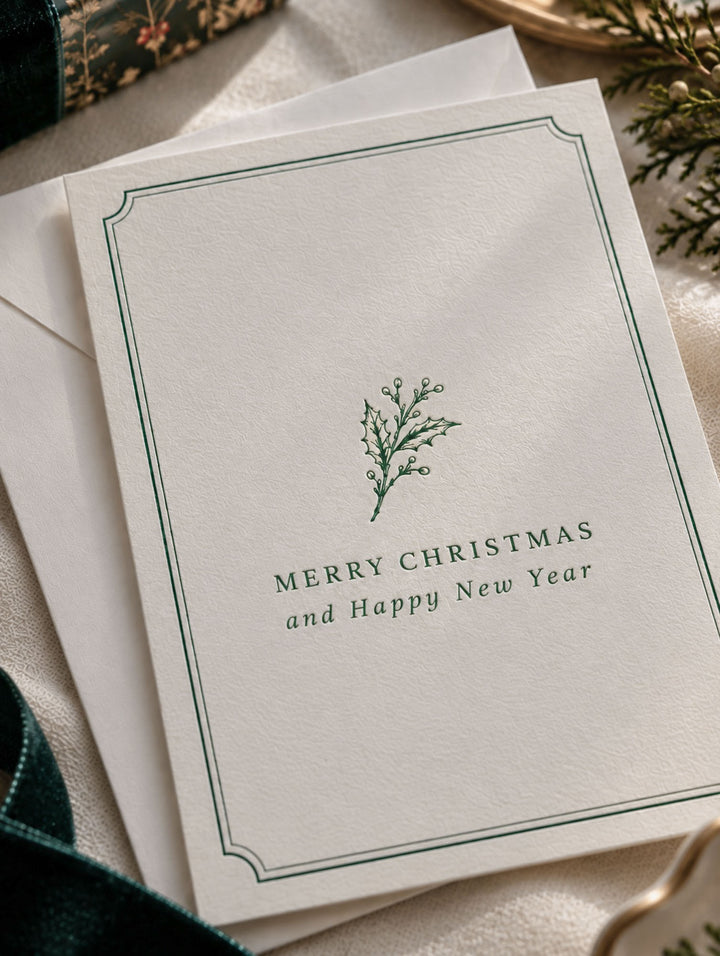 Winter Sprig Letterpress Christmas Cards