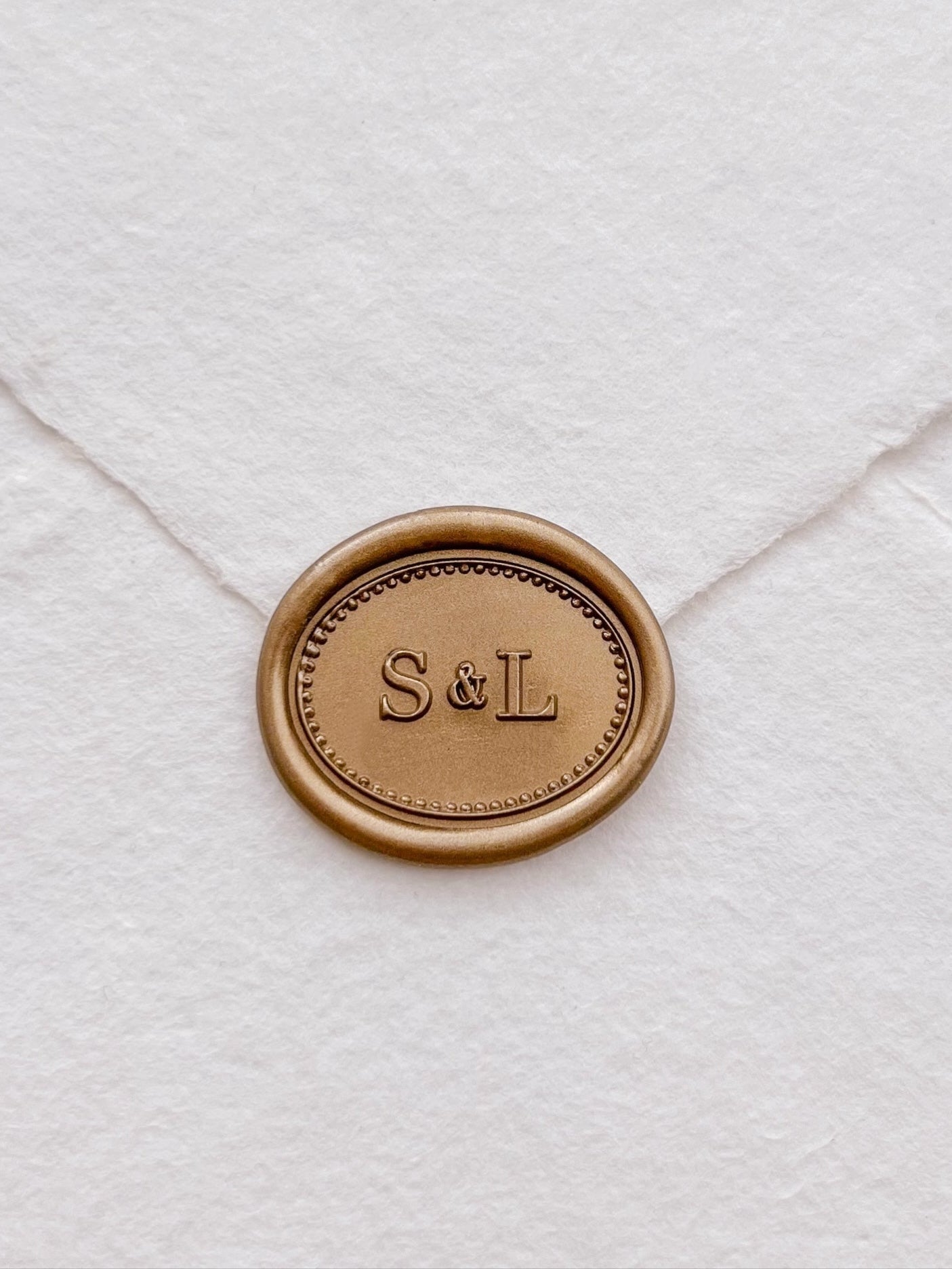 horizontal oval personalized initials gold wax seal