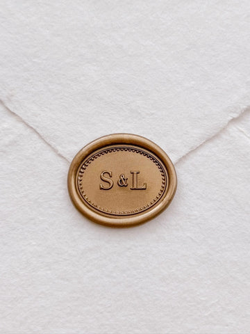 horizontal oval personalized initials gold wax seal