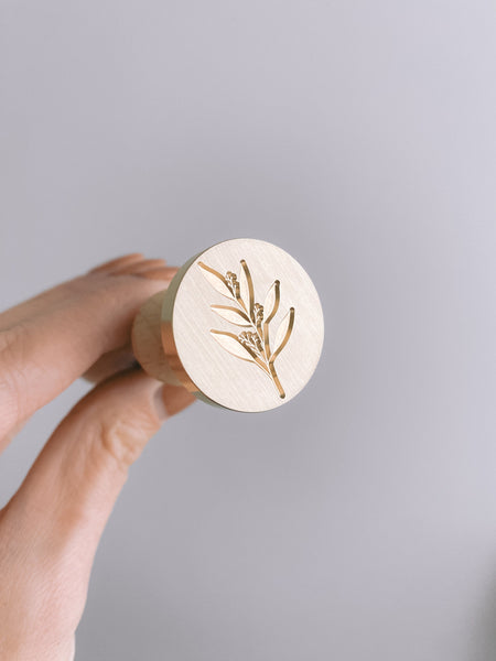 Leaf branch wax seal brass head stamp