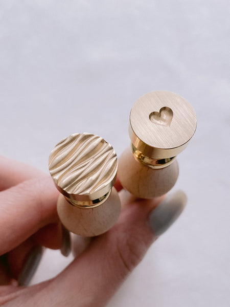 Mini 3D ocean waves and mini 3D heart wax seal brass head stamps