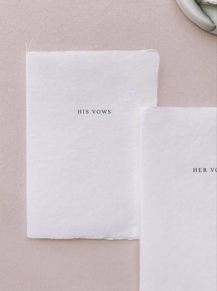 simple his vows and her vows white handmade paper vow books tied in white twine