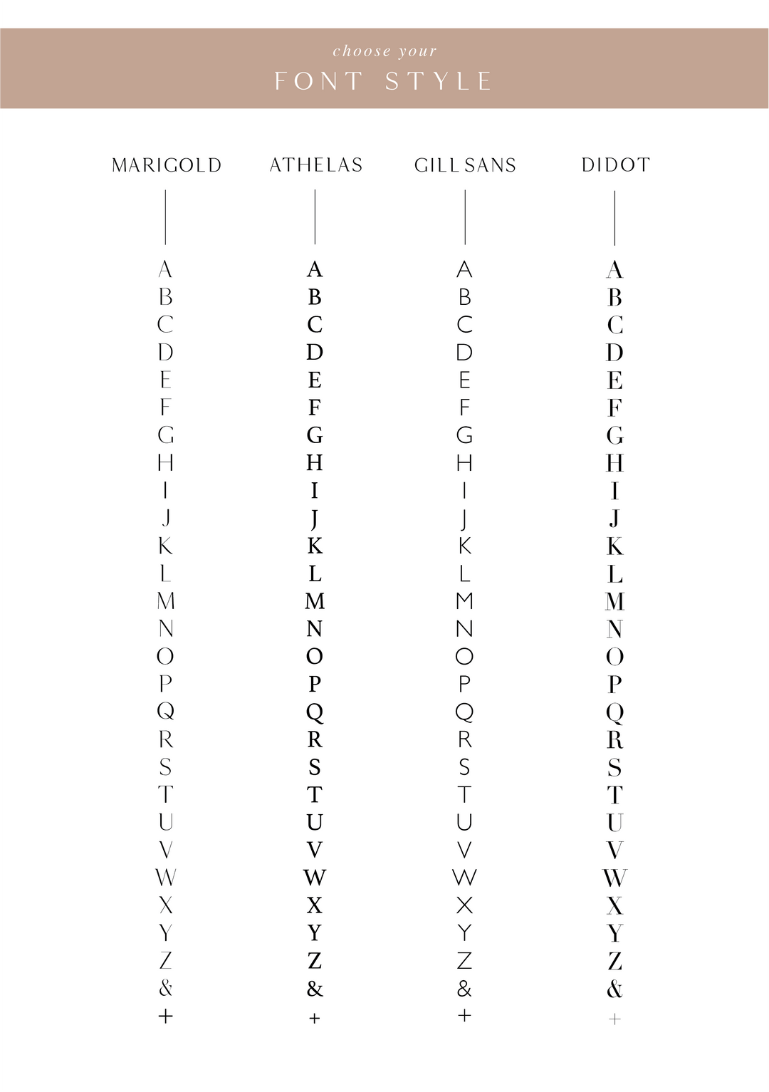 Font options for monogram personalization