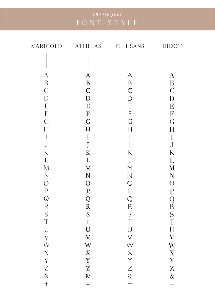 Font options for monogram personalization