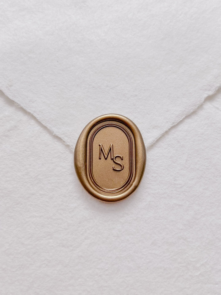 oval arch double border monogram gold wax seal 