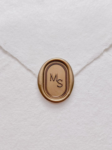oval arch double border monogram gold wax seal 