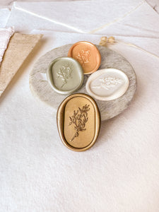 oval shaped botanical leaf design wax seal stickers in various colors