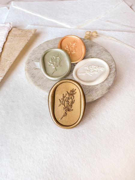 oval shaped botanical leaf design wax seal stickers in various colors