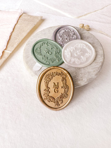 vintage crest design custom monogram wax seal stickers in various colors