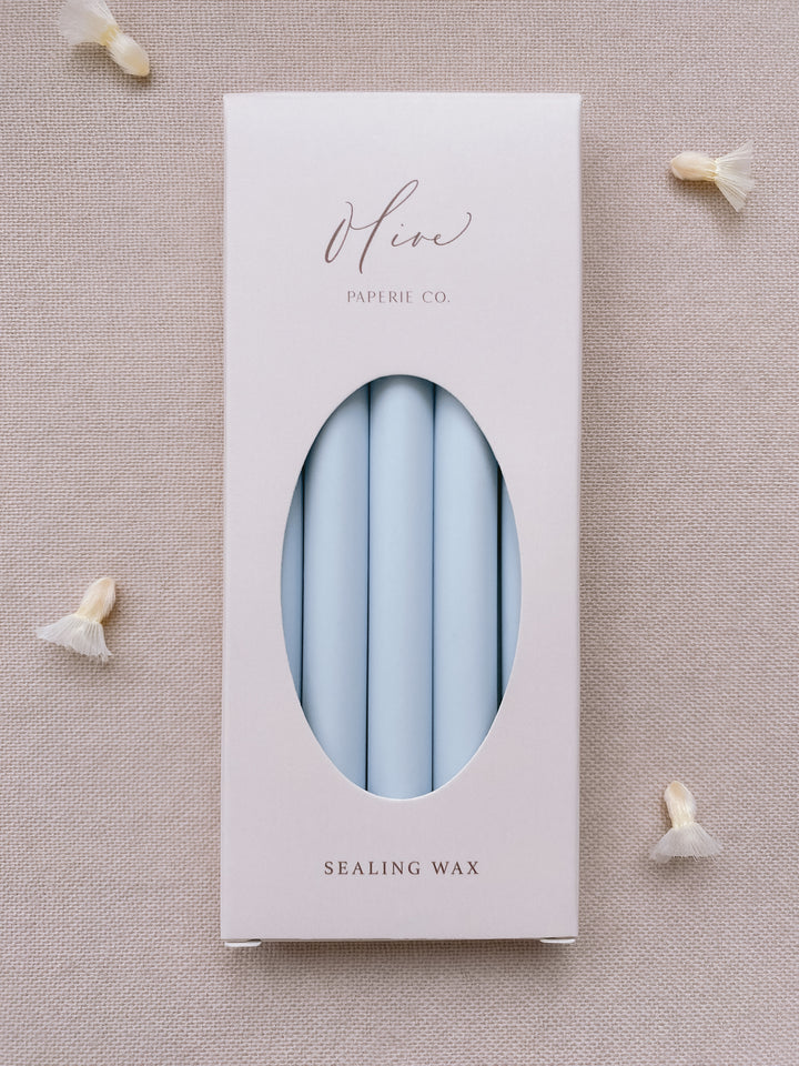 a box of 5 pale blue sealing wax sticks_front angle