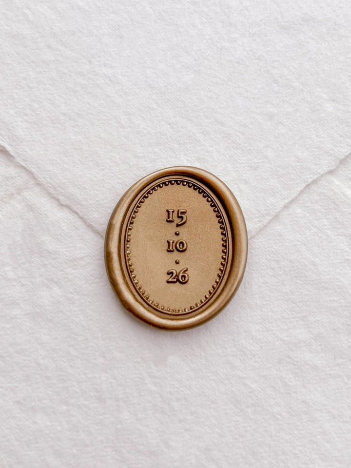 custom wedding date oval gold wax seal 