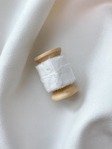 1 inch raw edge silk ribbon in color Soft White