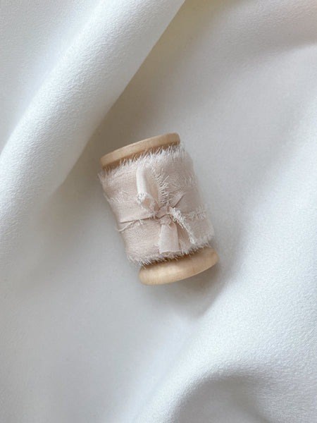 1 inch raw edge silk ribbon in color Cream White
