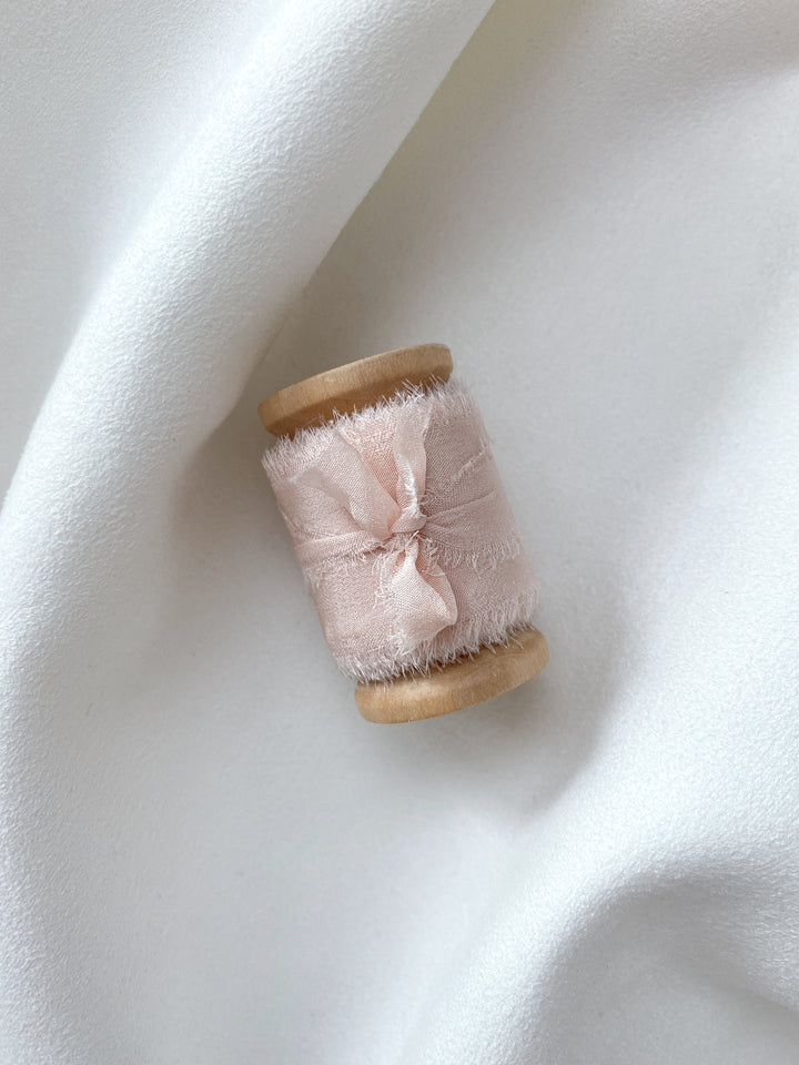 1 inch raw edge silk ribbon in color Nude