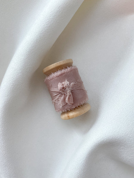 1 inch raw edge silk ribbon in color Pale Mauve
